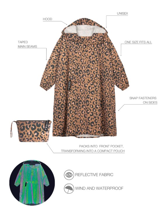 Paikka-Poncho-Regen-Regenjack-Hundespaziergang-reflektierend-sicher-Leo-braun