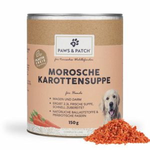 Paws and Patch- Morosche Karottensuppe-Magen Darm-praebiotische Fasern-Möhren-beruhigend-Durchfall