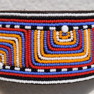 Perlenhalsband-Geflochten-Kenya-Massai-Hundehalsband-blau-orange-rot-gelb-weiss-schwarz