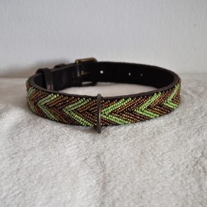 Perlenhalsband-Hundehalsband-Masai-Afrika-Kenya-Simo Milano-grün-gold-braun-Marco green