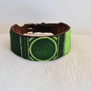 Perlenhalsband-Hundehalsband-Masai-Afrika-Kenya-Simo Milano-grün-hellgrün-Round green