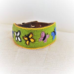 Perlenhalsband-Halsband-Hund-Afrika-Kenya-Masai-Handmade-Simo Milano-gruen-weiss-lila-blau-orange-Farfalla