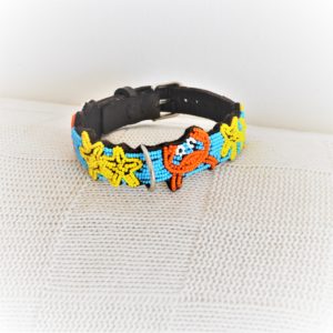 Perlenhalsband-Halsband-Hund-Afrika-Kenya-Masai-Handmade-gelb-blau-orange-Mare