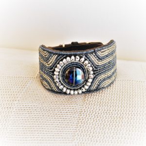 Perlenhalsband-Halsband-Hund-Afrika-Kenya-Masai-Handmade-weiss-silber-Diamond