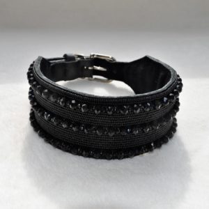 Perlenhalsband-Hundehalsband-Kenya-Afrika-Masai-Handmade-Simo Milano-schwarz-Total Black