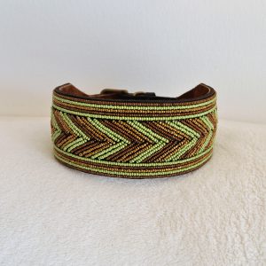Perlenhalsband-Hundehalsband-Afrika-Kenya-Masia-Handmade-grün-gold