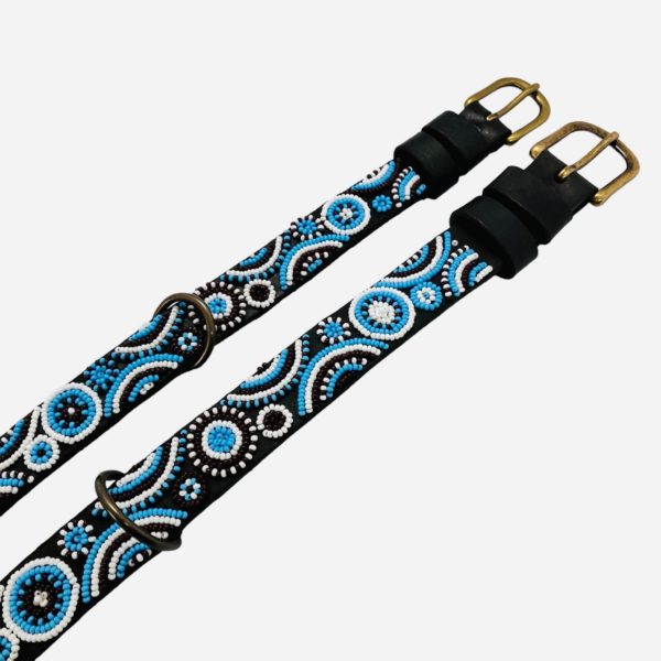 Hundehalsband - Perlenhalsband Bubbles - blau - rot - weiss – Bild 4
