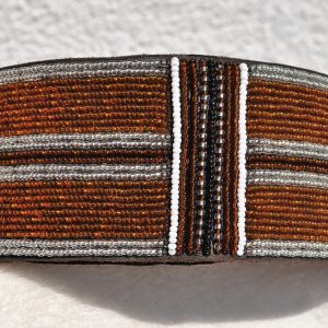 Perlenhalsband-Geflochten-Kenya-Massai-Hundehalsband-braun-silber-weiss