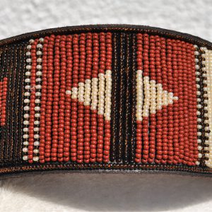 Perlenhalsband-Geflochten-Kenya-Massai-Hundehalsband-braun-beige-schwarz