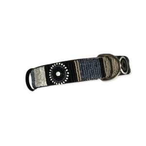 Perlenhalsnband-Halsband-Hund-Afrika-Kenya-Masai-Boniface-schwarz-weiss-silber