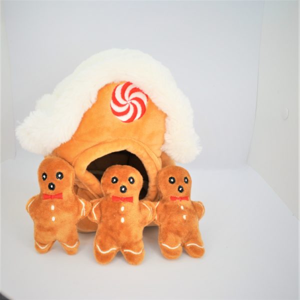 Pfoetil-Shop-Geschenk-Hundespielzeug-Dog Toy-XMas-gingerbread house-iglu-braun-festlich