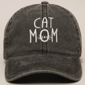 Pfoetli Shop-Baseball Cap-Muetze-Accessoire-Kappe-Cat Mom-Katze-Cat-Katzenmama-trendig-Sonnenschutz-Baumwolle-gewaschene Baumwolle-schwarz
