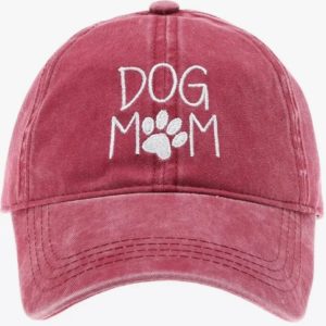 Pfoetli Shop-Baseball Cap-Muetze-Accessoire-Kappe-Dog Mom-Hund-Hundemamma-trendig-Sonnenschutz-Baumwolle-gewaschene Baumwolle-weinrot