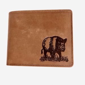 Pfoetli Shop-Gelbeutel-Geldboerse-Portemonnaie-Wildtier-Wildschwein-Jagd-Geweih-Leder-braun-ganz