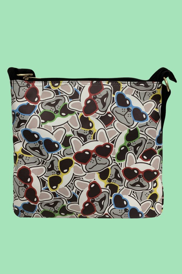 Pfoetli-Shop-Geschenk-Hundeliebhaber-Hundenarr-Hundefreund-Franzoesische-Bulldogge-Frenchie-grau-blau-gelb-blau-Beutel-Tasche-Taeschchen-Crossbody
