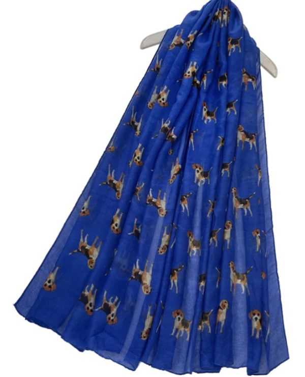 Pfoetli-Shop-Geschenk-Hundeliebhaber-Hundenarr-Hundefreund-Hund-Schal-Beagle-Viscose-blau