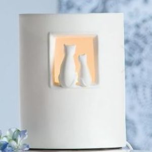 Pfoetli Shop-Gilde Handwerk-Geschenk-Lampe-Keramik-Katze-Katzenliebhaber-Fenster