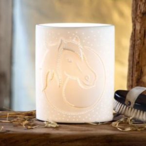 Pfoetli Shop-Gilde Handwerk-Geschenk-Lampe-Keramik-Pferd-Pferdekopf-weiss