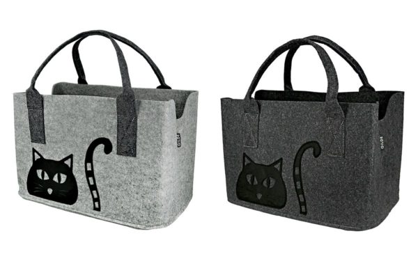 Pfoetli-Shop-Gilde-Handwerk-Geschenk-Tasche-Filztasche-Katze-Katzen-hellgrau-dunkelgrau-Katzenliebhaber-Catlover