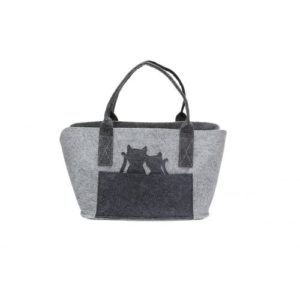 Pfoetli-Shop-Gilde-Handwerk-Geschenk-Tasche-Filztasche-Katze-Katzen-hellgrau-dunkelgrau-Katzenliebhaber-Catlover-Katzenpaar