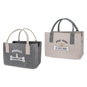 Pfoetli-Shop-Gilde-Handwerk-Geschenk-Tasche-Filztasche-praktisch-Einkaufstasche-offizieller Hundefan-ohne Hund ist alles doof-beige-grau