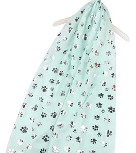 Pfoten-Schal-Animlaprint-Hund-Katze-weich-kuschlig-warm-silber-mint