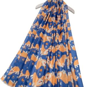 Schal-leichter Schal-kuschlig-warm-angschmiegsam-geschenk-geschenkidee-Hund-Hundeliebhaber-Corgie-blau