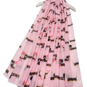 Schal-leichter Schal-kuschlig-warm-angschmiegsam-geschenk-geschenkidee-Hund-Hundeliebhaber-Dackel-Herzen-rosa