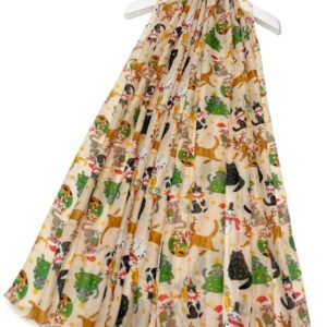 Schal-leichter Schal-kuschlig-warm-angschmiegsam-geschenk-geschenkidee-Katze-Katzenliebhaber-Weihnachten-Weihnachtskatze-Tannenbaum