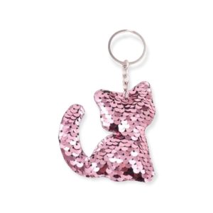 Schluessalanhaenger-Schluessel-Katze-Katzenliebhaber-Geschenk-Pailetten-pink