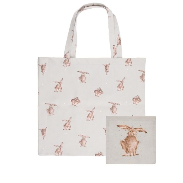 Shopping-Bag-faltbarer-Shopping-Bag-Baumwolle-Wrendale-Design-Pfoetli-Shop-Geschenk-umweltfreundlich-Einkauf-dunkelblau-Hase