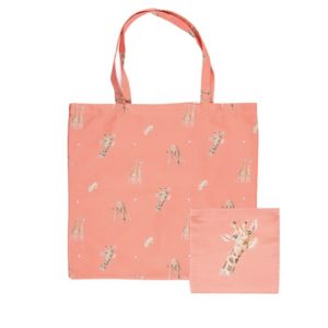 Shopping Bag-faltbarer Shopping Bag-Baumwolle-Wrendale Design-Pfoetli Shop-Geschenk-umweltfreundlich-Einkauf-lachs-Giraffe