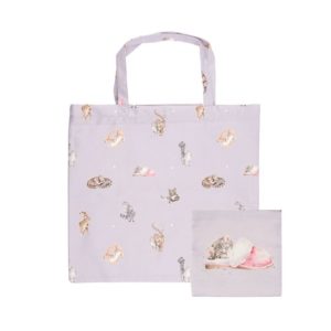Shopping Bag-faltbarer Shopping Bag-Baumwolle-Wrendale Design-Pfoetli Shop-Geschenk-umweltfreundlich-Einkauf-lila-Katzen