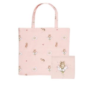 Shopping Bag-faltbarer Shopping Bag-Baumwolle-Wrendale Design-Pfoetli Shop-Geschenk-umweltfreundlich-Einkauf-rosa-Maus