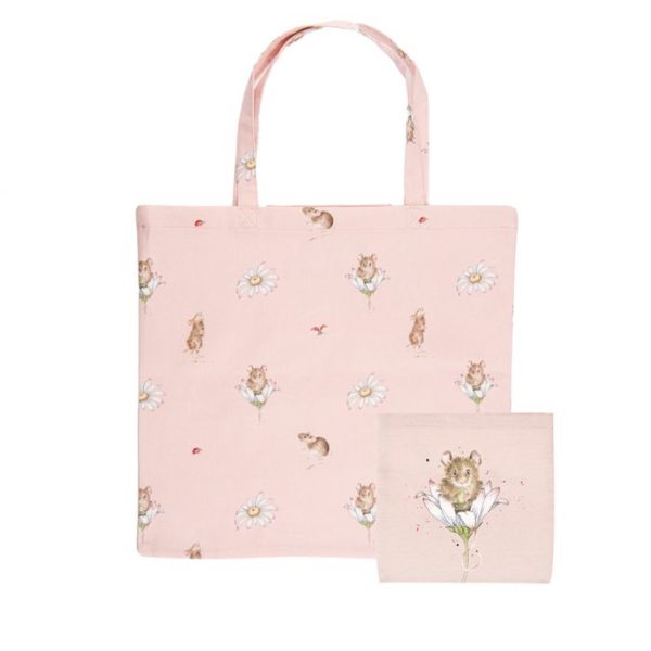 Shopping Bag-faltbarer Shopping Bag-Baumwolle-Wrendale Design-Pfoetli Shop-Geschenk-umweltfreundlich-Einkauf-rosa-Maus