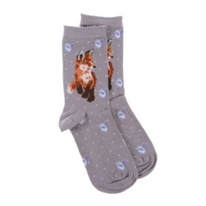 Sock-Wrendale-Designs-Bambussocken-Bambus-Socken-Damen-Einheitsgroesse-Geschenk-Gift-Fuchs-grau