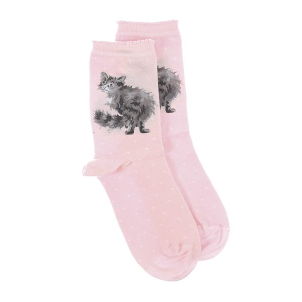 Sock-Wrendale-Designs-Bambussocken-Bambus-Socken-Damen-Einheitsgroesse-Geschenk-Gift-Katzenliebhaber-Katze-rosa