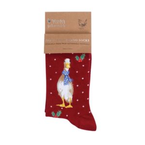 Sock-Wrendale Designs-Bambussocken-Bambus-Socken-Damen-Einheitsgroesse-Geschenk-Gift-Weihnachten-Ente-rot