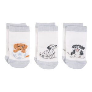 Socken-Wrendale Design-Baby Socken-Saeugling-Geschenk-Dalmatiner-Border Collie-weiss