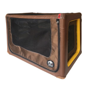 Tami Dogbox-Hundebox-aufblasbar-sicher-hygienisch-leicht-Ruecksitz-Kofferraum-zusammenlegbar-klein bis gross-schadstofffrei-braun-gelb-leicht zu montieren-Backseat-L