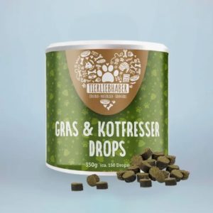 Tierliebhaber-Pfoetli Shop- Gras und Kotfresser Drops-natuerlich-Hagebutten-Fenchel-Belohnung