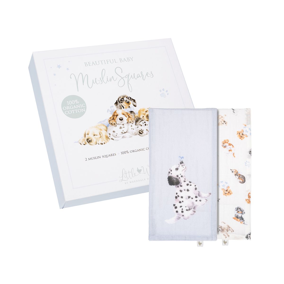 Wrendale-Design-Baby-Saeugling-Geschenk-Hanna Dale-Muslin Tuch-Nuschi-Hund