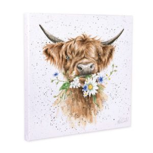 Wrendale Design-Bild-Leinwand-Wandschmuck-Kuh-fressende Kuh