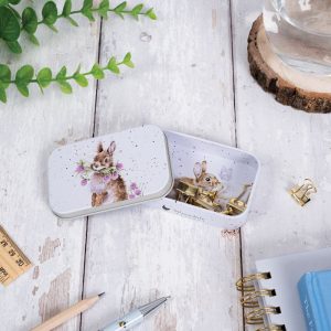 Wrendale Design-Hannah Dale-Dose-Blechdose-Minidose-Geschenk-Geschenkidee-liebevoll illustriert-Wichtelgeschenk-Adventskalender-Kaninchen-head clover heels-1