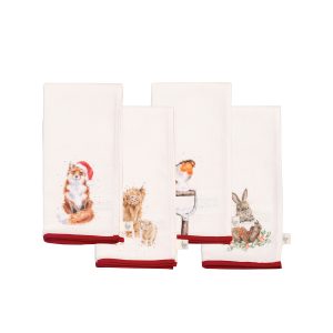 Wrendale-Design-Hannah-Dale-England-Servietten-Woodland-Pack-of-Four-Weihnachten-schoener-Tisch-Fuchs-Kaninchen-