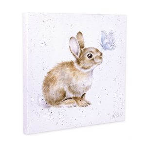 Wrendale Design-Leinwand-Bild-Kaninchen-Hase mit Schmetterling-Ostern-Hanna Dale