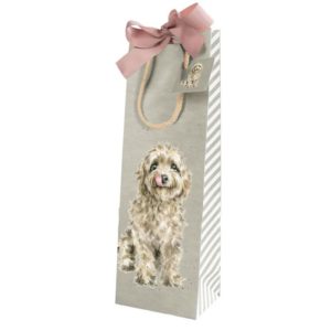 Wrendale Design-Pfoetli Shop-Geschenktuete-Tasche-Verpackung-Geschenk-petrol-Hund-Flaschentuete