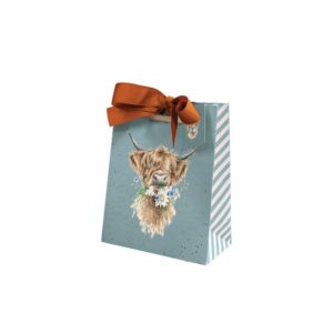 Wrendale Design-Pfoetli Shop-Geschenktuete-Tasche-Verpackung-Geschenk-petrol-Kuh-Cow
