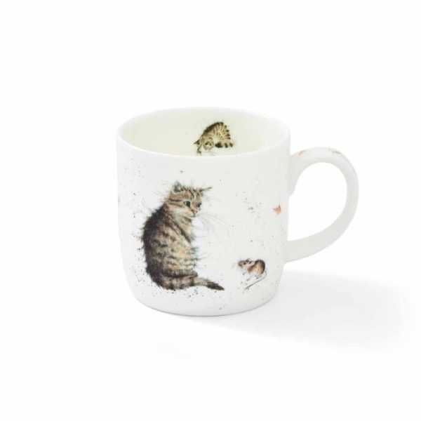 Wrendale Design-Pfoetli Shop-Tasse-Mug-Fine bone China-Katze-Maus-weiss