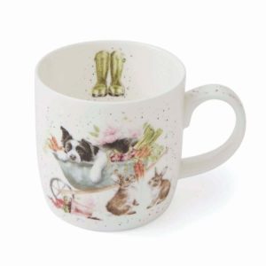 Wrendale-Design-Pfoetli-Shop-Tasse-Mug-Fine-bone-China-weiss-sleeping on the job-border collie-kaninchen